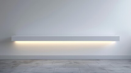 Wallpaper A white shelf with light is fixed on a white wall in a modern interior