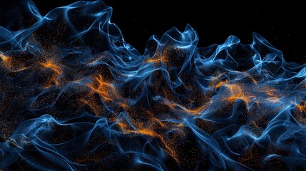 Obraz premium Wallpaper Abstract background with waves of particles flowing and forming abstract shapes