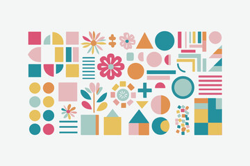 Set of original modern graphic geometric elements vector art, easily editable 