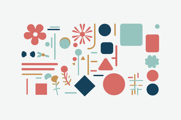 Set of original modern graphic geometric elements vector art, easily editable 