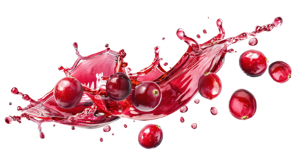 A splash of cranberry juice on white transparent background


