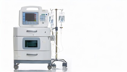 Infusion Pump on White Background Isolated. Full Shot of Medical Devices.