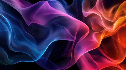 Obraz premium Abstract Colorful Swirling Lines - Neon Glow Effect Digital Art Background.