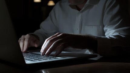 business, computer, laptop, hand, keyboard, Man typing on laptop, glowing electronic document files and digital signature