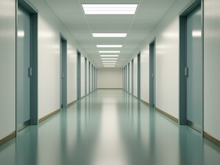 Exploring a modern corridor office building architectural photography indoor environment wide angle view minimalist design for enhanced productivity