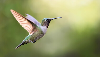 Fototapeta premium Hummingbird isolated with blur green bokeh background