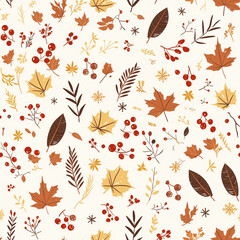 seamless flower and leaf pattern on background