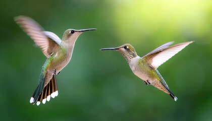 Obraz premium Hummingbird isolated with blur green bokeh background