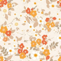 Gardinen Blumen Muster  seamless flower and leaf pattern on background  © Aomarch