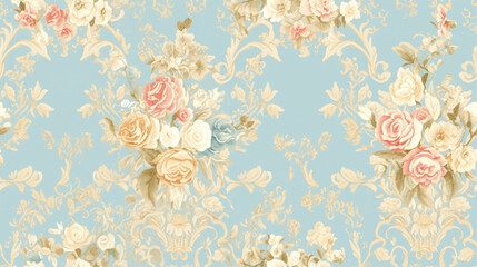 seamless flower and leaf pattern on background