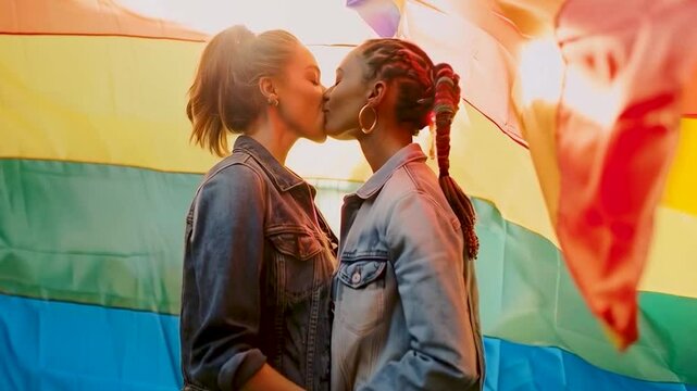 lesbien couple kissing