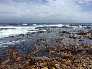 waves crashing on rocks