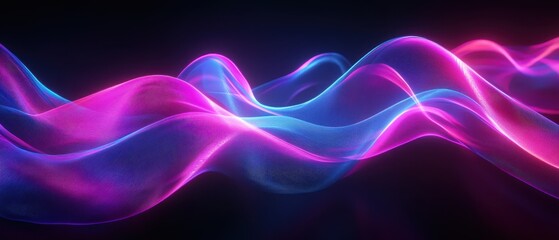 Naklejka premium Abstract Neon Waves, Pink and Blue Glowing Lines, Futuristic Technology Background.