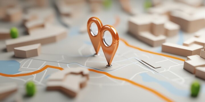 Digital mapping action with location pins urban environment 3d visualization ai technology integration