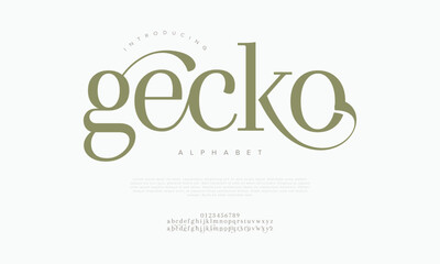 Gecko typography beauty fashion elegant minimalist serif italic fonts decorative wedding vintage retro logos. Minimal luxury font alphabet logo. Vector illustration