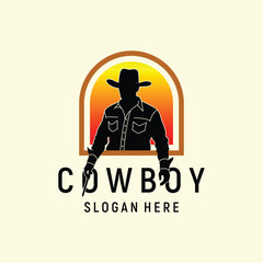 Cowboy silhouette logo design element vector template
