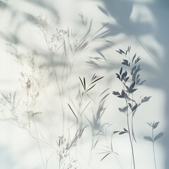 Obraz premium Abstract Shadow of Plants on White Background - Minimalist Nature Photography.