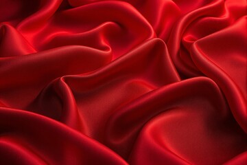 Obraz premium Luxurious Red Satin Fabric Texture with Soft Drapes and Elegant Flow