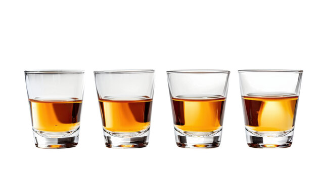 A glass shot of tequila set on white transparent background

