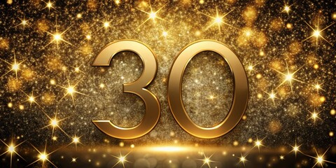 golden 30 years anniversary celebration with star background, , golden, anniversary, celebration, star, background, 30 years