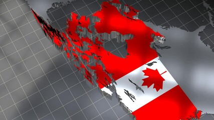 Canada - rotating country border and flag - 4k 3D animation (3840 x 2160 px)
