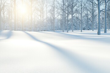 Obraz premium A snowy field with trees in the background