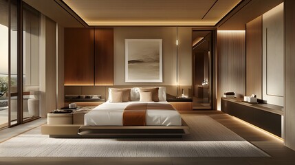A luxury hotel brochure design with elegant typography, high-resolution images of lavish interiors, and a minimalist layout that reflects sophistication and class.