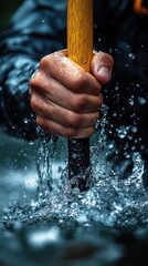 Rower's Hand in Motion, capturing the intensity and focus of a rower's grip on the oar during a powerful stroke