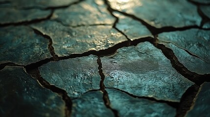 Close-up of cracked, dry, and textured earth.