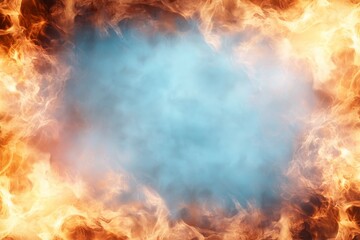 Obraz premium A fiery explosion with a blue sky in the background