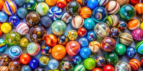 Colorful collection of marbles in various sizes and patterns, marbles, colorful, collection, vibrant, variety, round, spheres, shiny