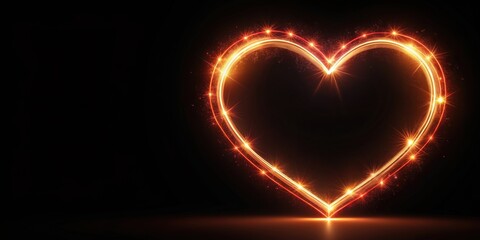 Obraz premium Heart-shaped symbol glowing in the dark night , love, romance, passion, night sky, illuminated, glowing, heart, symbol