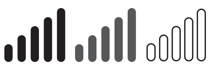 Vector set of phone signal, wifi and battery health status bar icon isolated on white background. Vector illustration.