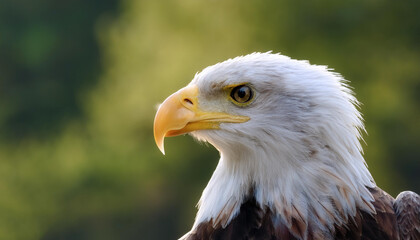 Fototapeta premium Eagle bird isolated with blur green bokeh background
