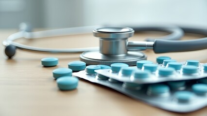 青の錠剤と聴診器