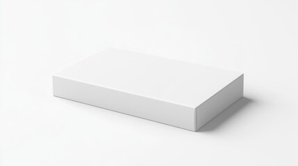 Empty white rectangular box template set against a plain white backdrop