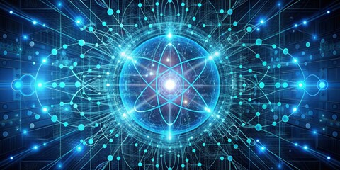 Obraz premium Abstract depicting quantum randomness for cryptography and computational security, quantum