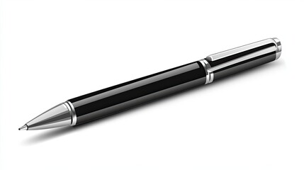 A Black and Silver Pen on a White Background