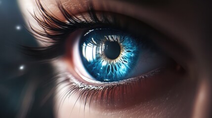 Fototapeta premium Realistic and captivating blue human eye