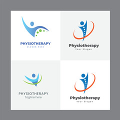 Set of gradient physiotherapy logo templates Physiotherapy logo template collection