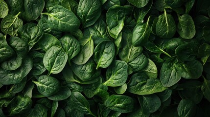 Close Up of Fresh Green Spinach Leaves - Organic, Healthy, and Vibrant Background