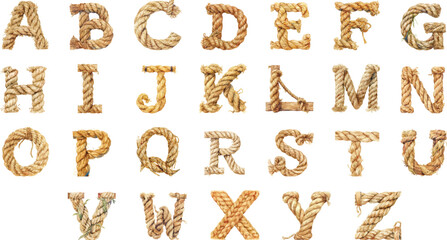 alphabet rope watercolor clipart