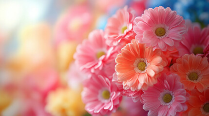Fototapeta premium Spring Floral Beauty: A Closeup of Colorful Blossoming Flowers in a Garden Bouquet