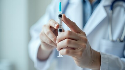 注射器の準備をする医者