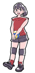 バレーボールを持った女の子のイラスト