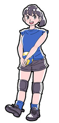 バレーボールを持った女の子のイラスト