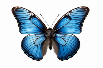 Fototapeta premium Beautiful blue butterfly isolated on white background 