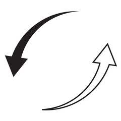 Circle arrows icon. Black color, different thickness. Recycle icon set, refresh, repeat, Vector illustration.