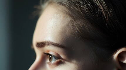 Fototapeta premium A person with thinning hair representing the concept of hair loss