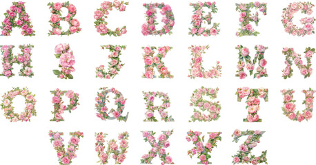 alphabet  pink rose watercolor clipart